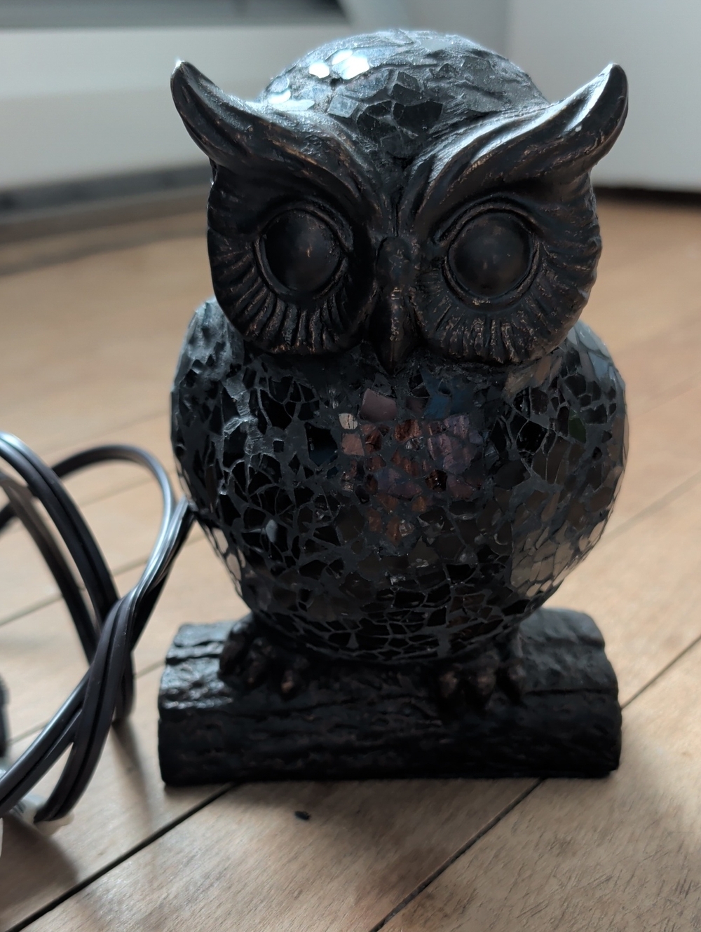 Decorative Mosaic Owl Accent Lamp - Black And Brown